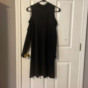 Black Rayon cold shoulder dress